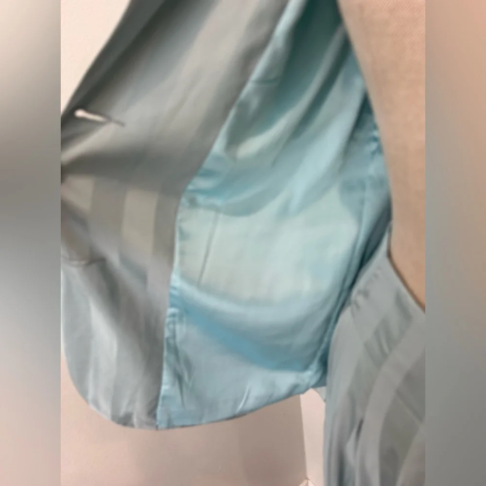 VERA & LUCY - Mint Striped Silky Trouser & Blazer Suit Size S - Picture 6 of 16